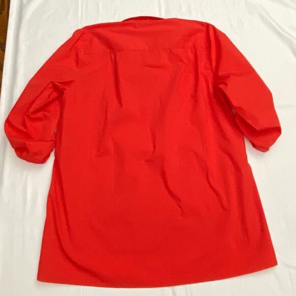 Poppy Red Blouse Tunic Lagenlook Asian Kimono Inspired L Roll Tab NWT Zac Rachel - Picture 7 of 10